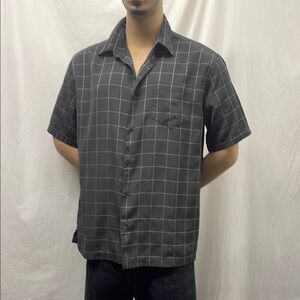 Havanera Co. Men's Black Checkered Short Sleeve Casual Button Down Shirt
